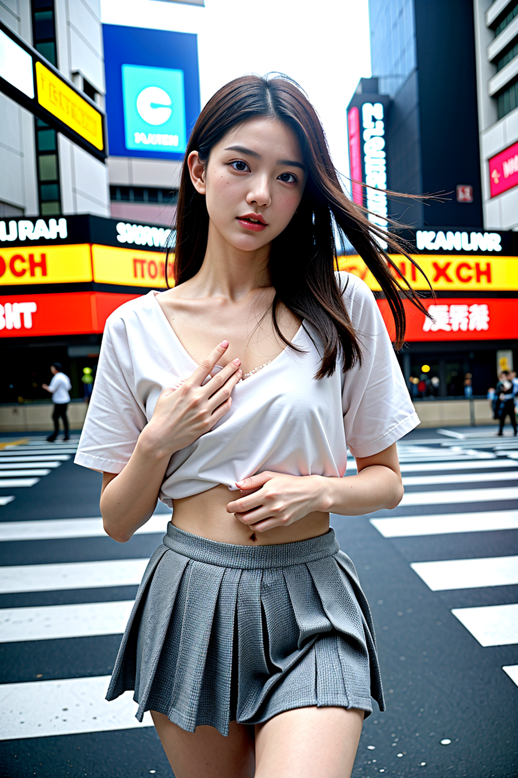 【画像】スクランブル交差点で美女のスカートが乱れまくり！パンチラ祭りエロすぎるｗｗｗ